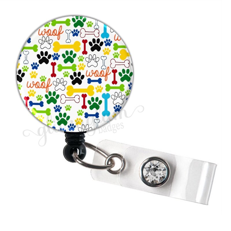 Paw Love Badge Reel, Cute Dog Bone Badge Reel, Woof Badge Holder, Paw Badge Reel, Paw Badge Holder - GG2002